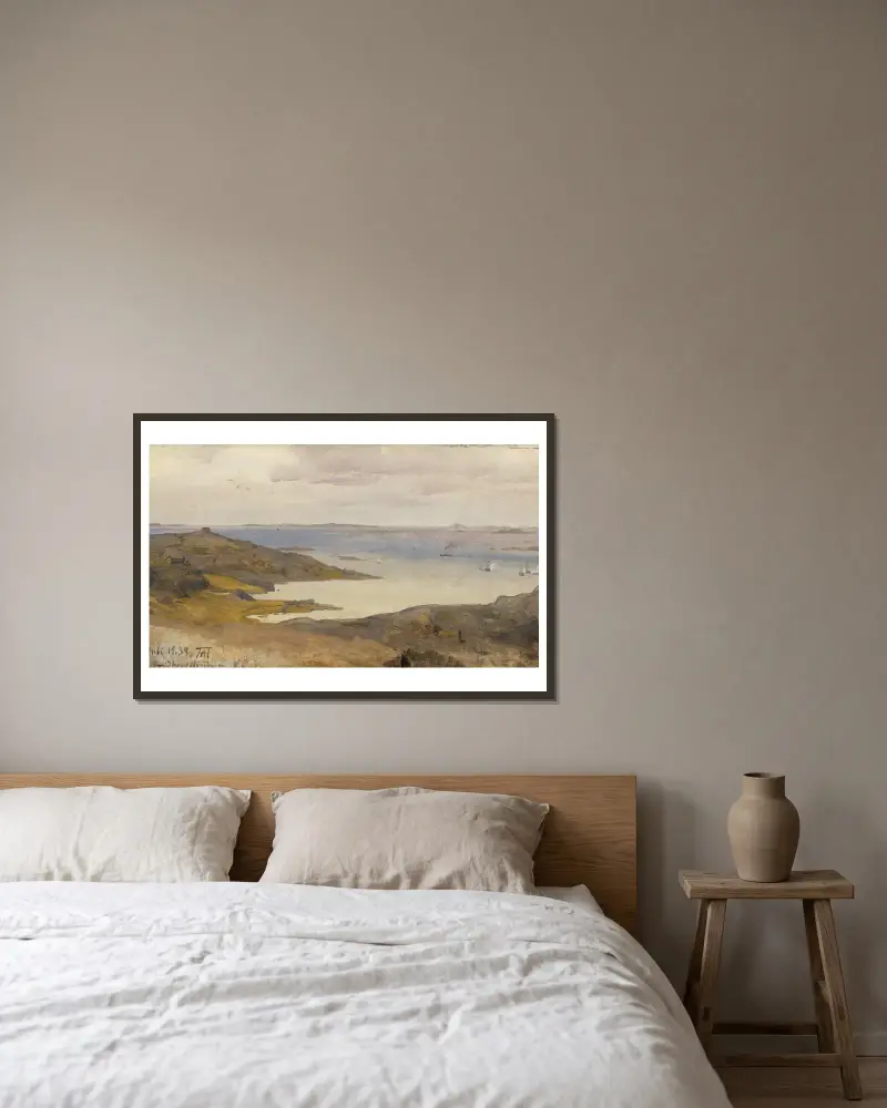 Motif from Bohuslän, Sweden av Andreas Achenbach inramad på en vägg