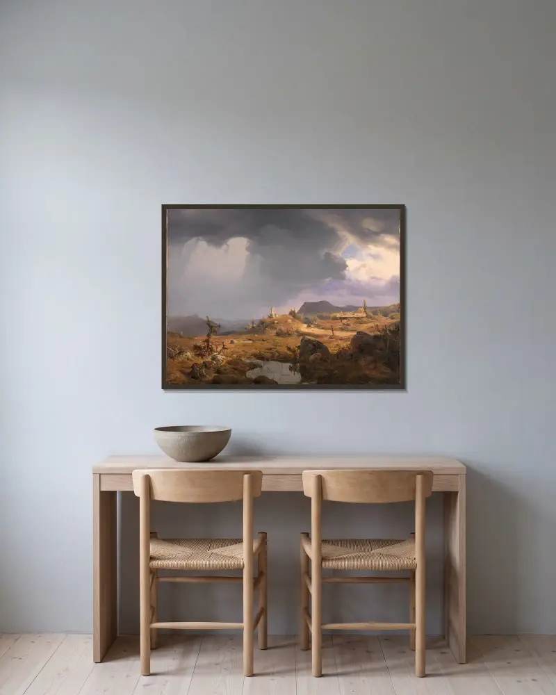Krajobraz norweski, Andreas Achenbach w ramie na ścianie