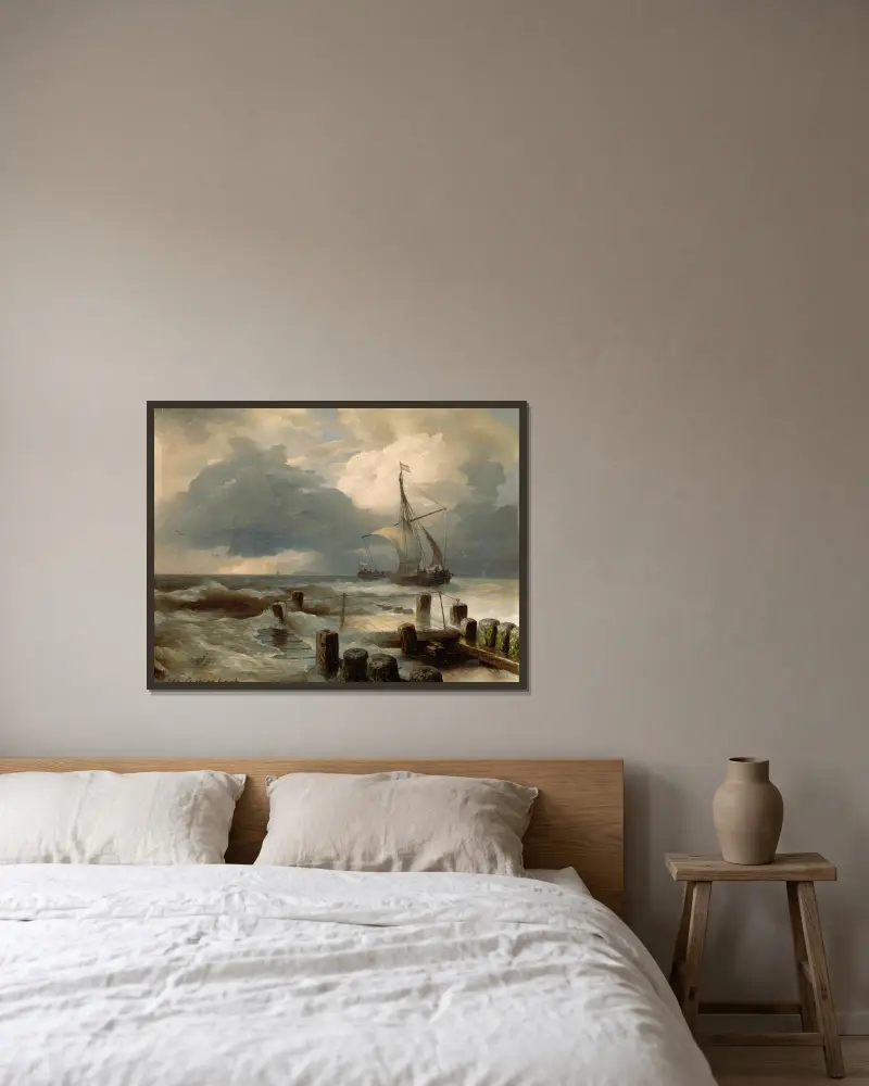 Küstenlandschaft II von Andreas Achenbach gerahmt an einer Wand