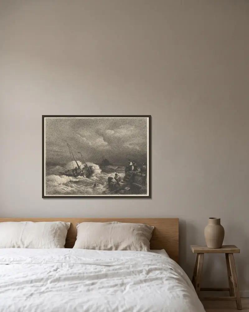 Pejzaż nadmorski, Andreas Achenbach w ramie na ścianie
