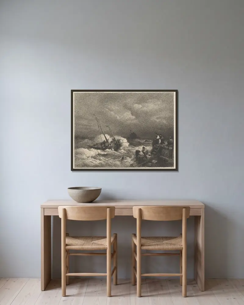 Pejzaż nadmorski, Andreas Achenbach w ramie na ścianie