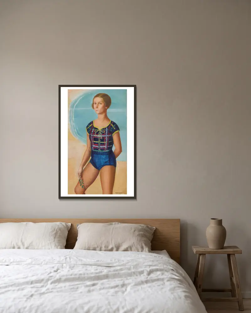 Baigneuse, côte d’émeraude (Portrait of Martine Abraham) av Ángel Zárraga inramad på en vägg