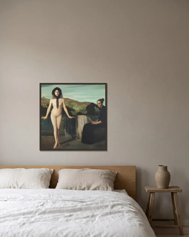 La bailarina desnuda (The Nude Ballerina) av Ángel Zárraga inramad på en vägg