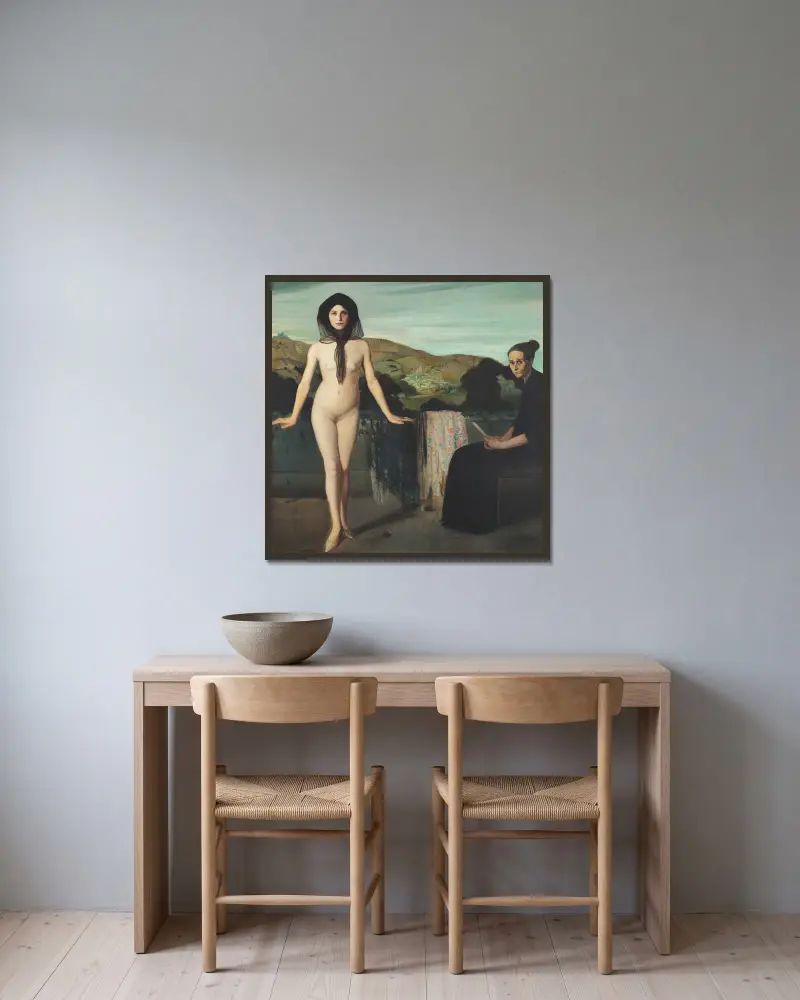 La bailarina desnuda (The Nude Ballerina) av Ángel Zárraga inramad på en vägg