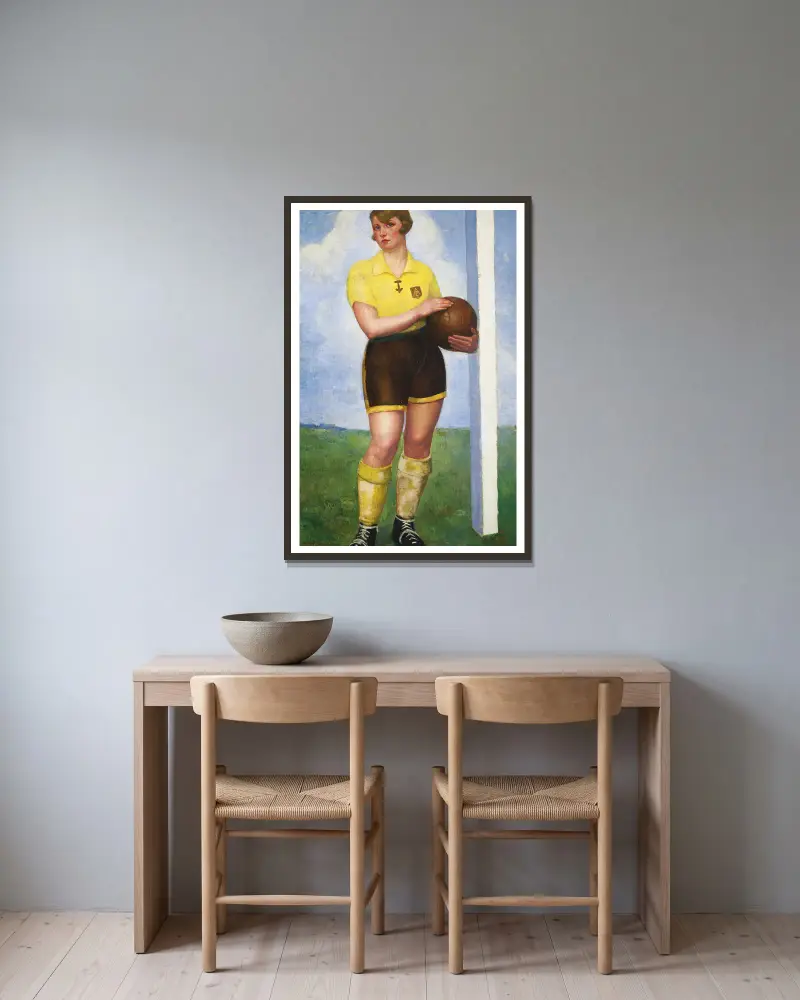 Den blonda fotbollsspelaren av Ángel Zárraga inramad på en vägg