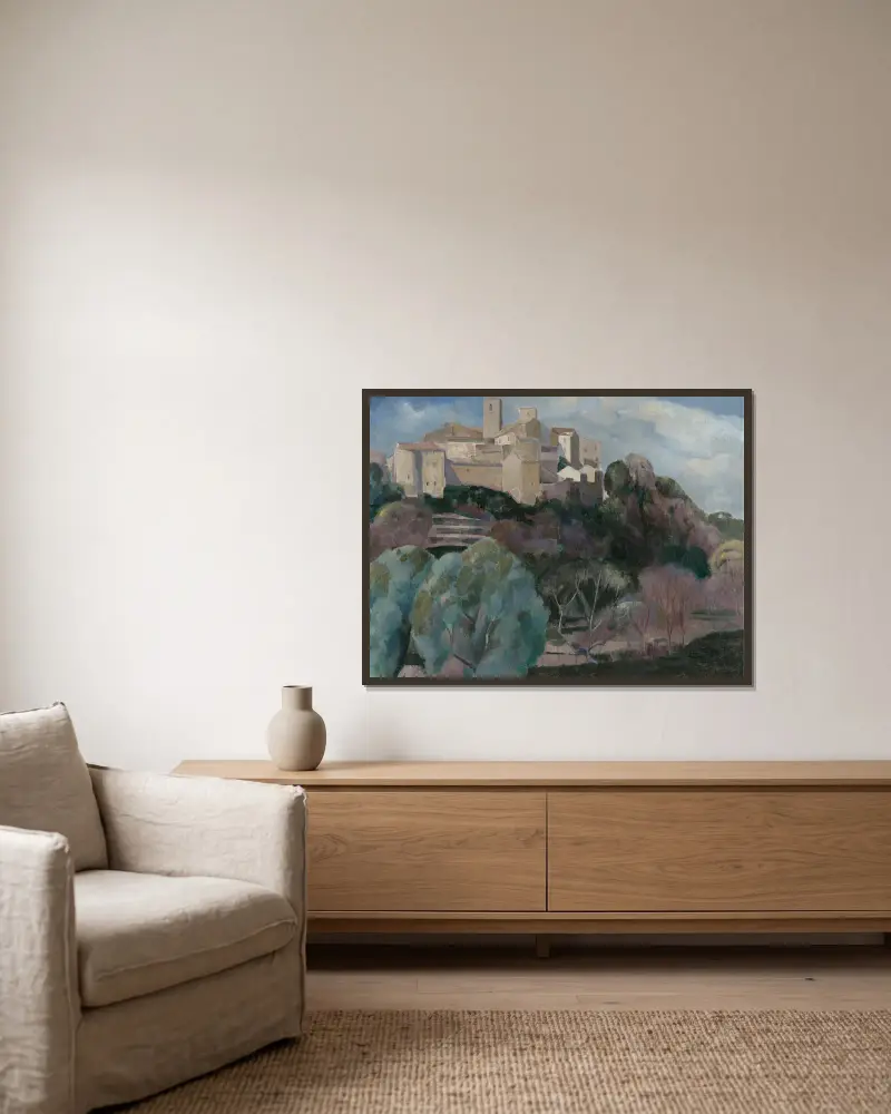 Landscape in Provence av Ángel Zárraga inramad på en vägg