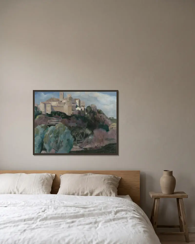 Landscape in Provence av Ángel Zárraga inramad på en vägg