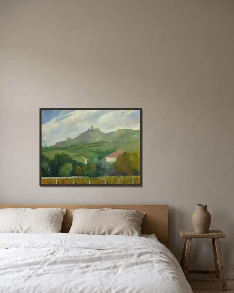 Paysage d’été av Ángel Zárraga inramad på en vägg