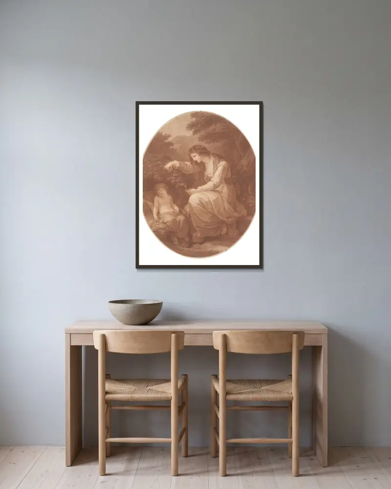 Cleone. av Angelica Kauffmann inramad på en vägg