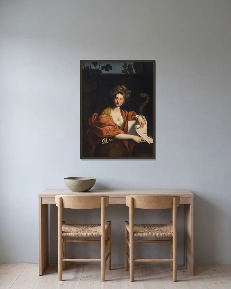 Die kumäische Sibylle (nach Domenichino) von Angelica Kauffmann gerahmt an einer Wand
