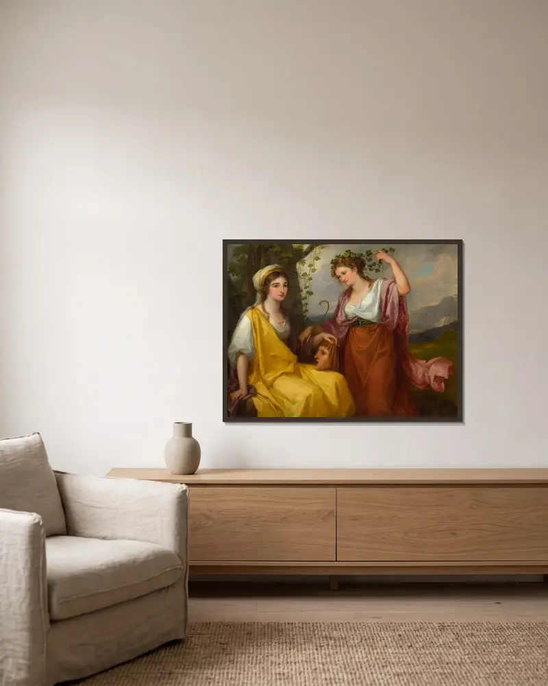 Domenica Morghen, född Volpato (1760–1811) och Maddalena Volpato, född Riggi (1765–1825), som tragedins och komedins muser av Angelica Kauffmann inramad på en vägg