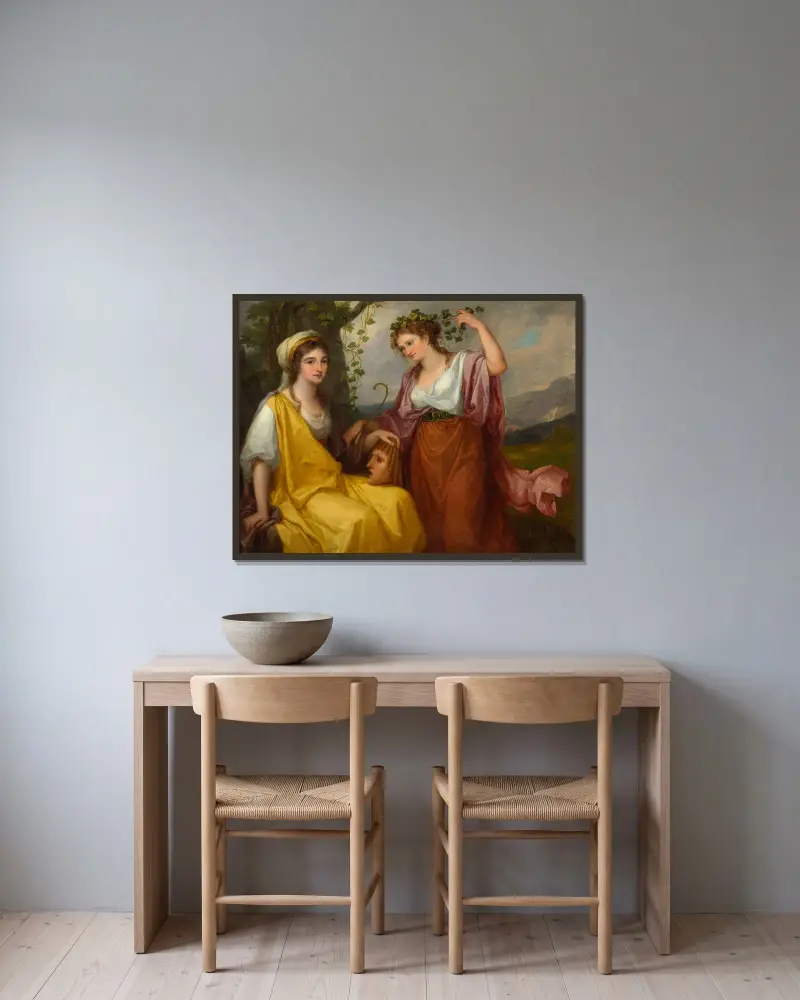 Domenica Morghen, född Volpato (1760–1811) och Maddalena Volpato, född Riggi (1765–1825), som tragedins och komedins muser av Angelica Kauffmann inramad på en vägg