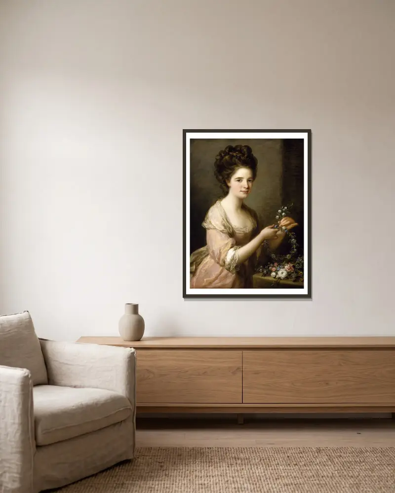 Porträtt av Eleanor, grevinna av Lauderdale av Angelica Kauffmann inramad på en vägg