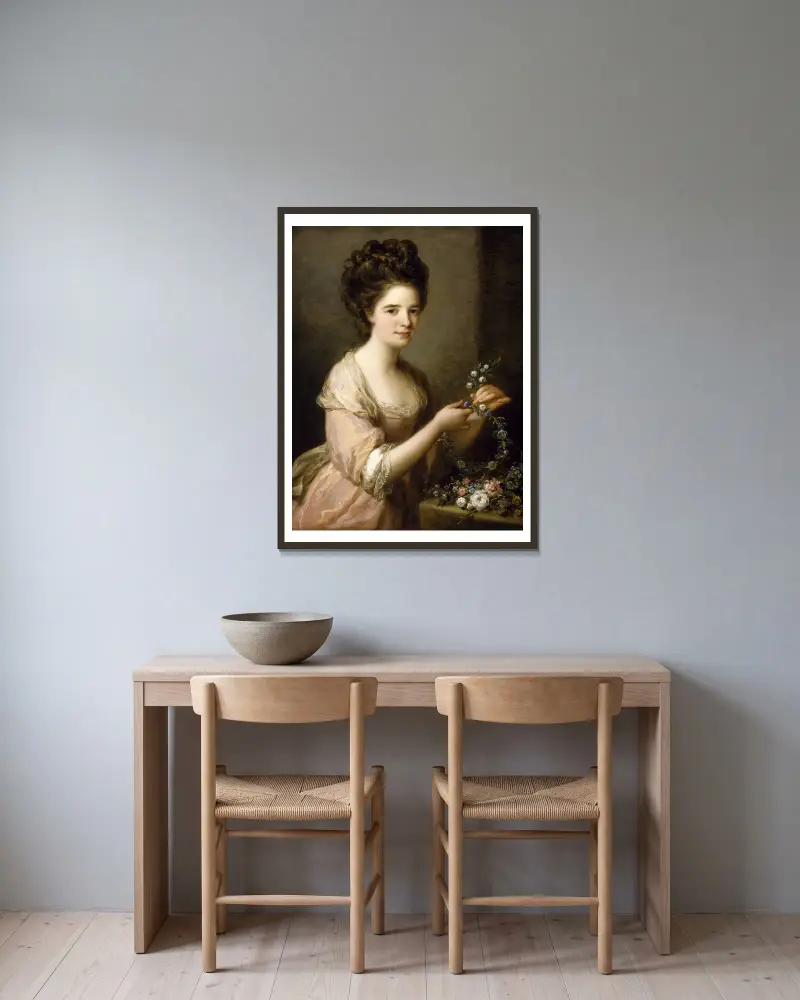 Porträtt av Eleanor, grevinna av Lauderdale av Angelica Kauffmann inramad på en vägg