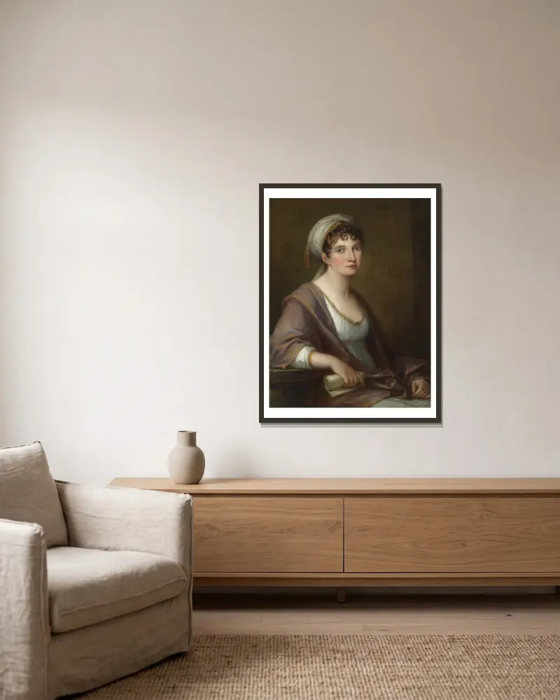 Porträtt av prinsessan Franziska von Kaunitz-Rietberg av Angelica Kauffmann inramad på en vägg