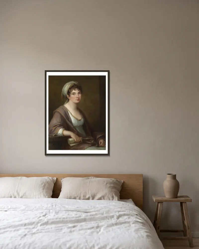 Porträtt av prinsessan Franziska von Kaunitz-Rietberg av Angelica Kauffmann inramad på en vägg