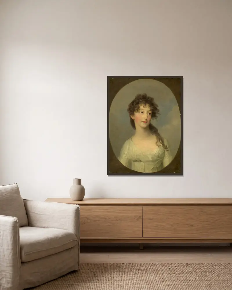Möjligen Franciska Krasinska, hertiginna av Kurland av Angelica Kauffmann inramad på en vägg