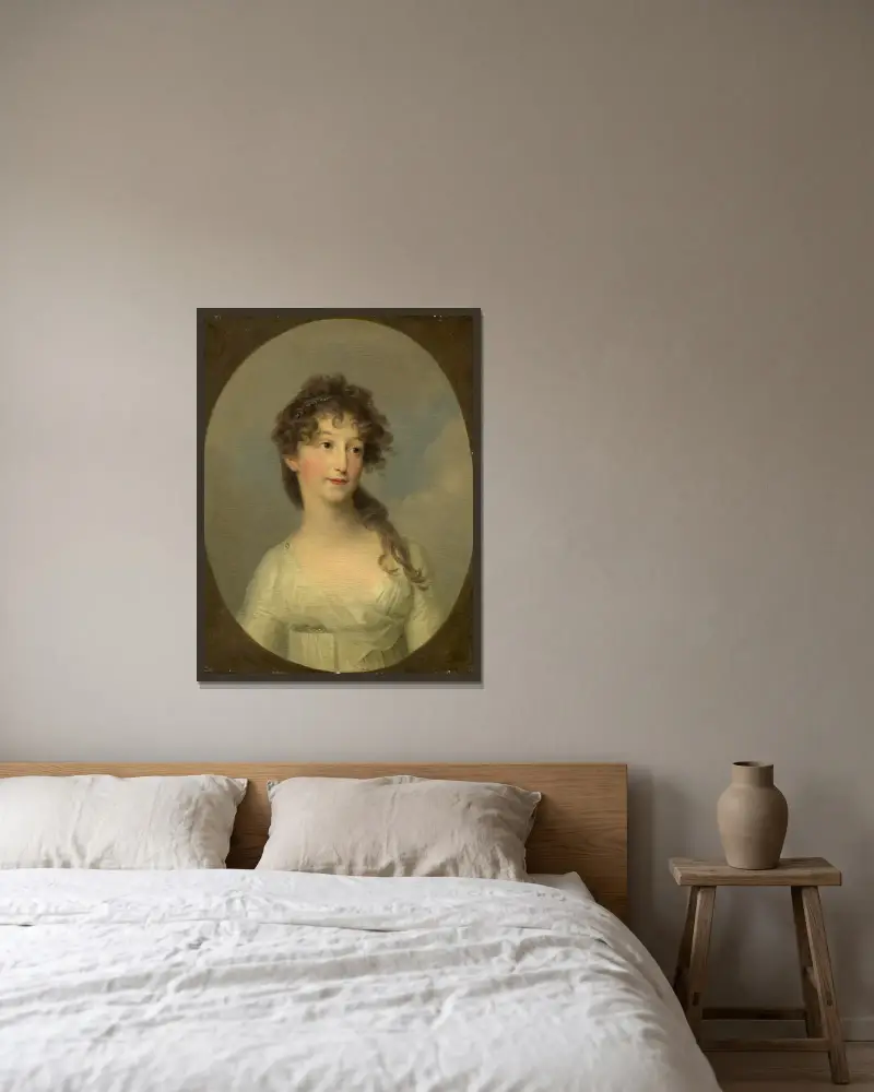 Möjligen Franciska Krasinska, hertiginna av Kurland av Angelica Kauffmann inramad på en vägg