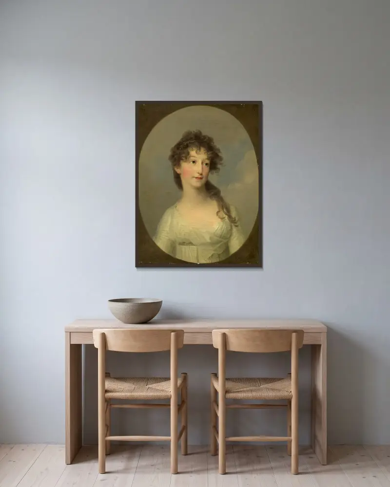 Möjligen Franciska Krasinska, hertiginna av Kurland av Angelica Kauffmann inramad på en vägg