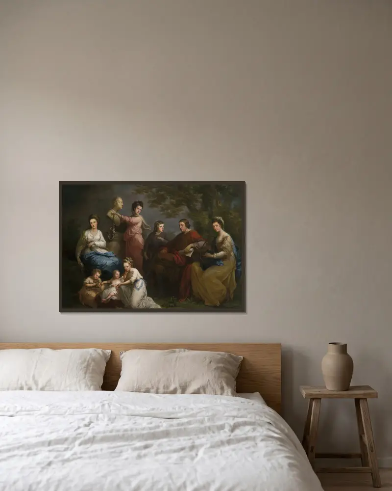 Familjen till Earlen av Gower av Angelica Kauffmann inramad på en vägg