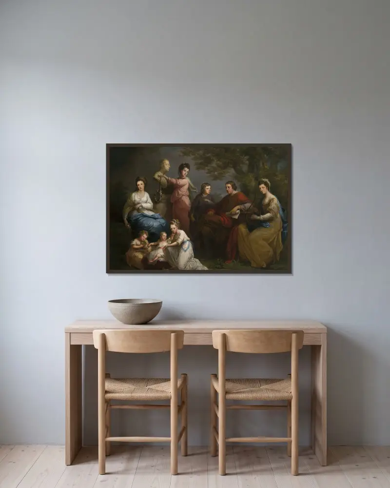Familjen till Earlen av Gower av Angelica Kauffmann inramad på en vägg