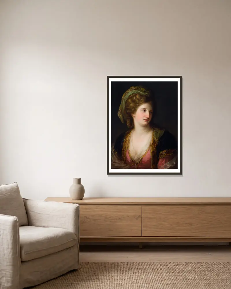 Kvinna i turkisk dräkt av Angelica Kauffmann inramad på en vägg