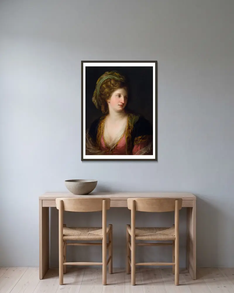 Kvinna i turkisk dräkt av Angelica Kauffmann inramad på en vägg