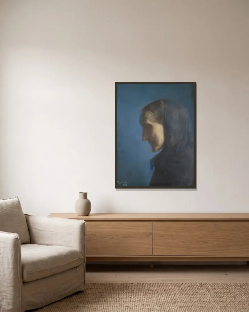 Ane Hedvig Brøndum, the Artist’s Mother av Anna Ancher inramad på en vägg