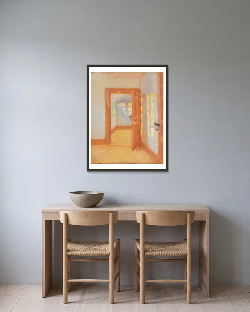 Interior. Brøndum’s annex av Anna Ancher inramad på en vägg