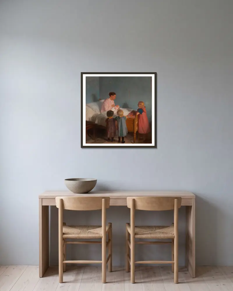 Little Brother av Anna Ancher inramad på en vägg