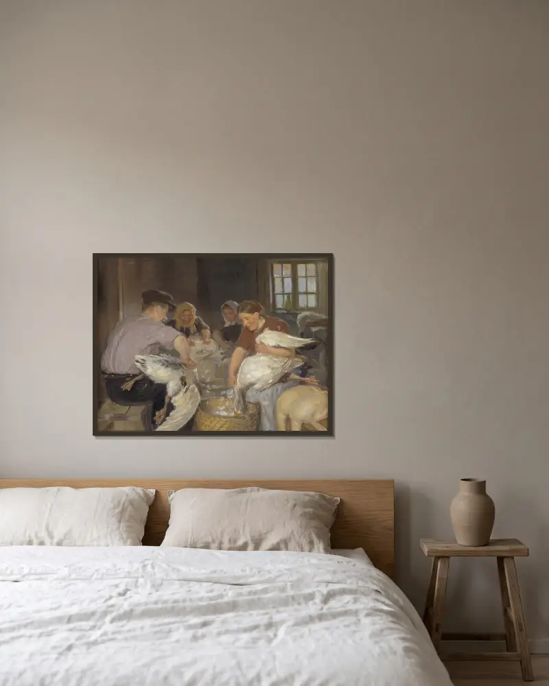 Plockning av gäss, Anna Ancher v rámu na stěně