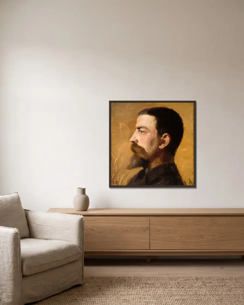 Valdemar Schønheyder Møller av Anna Ancher inramad på en vägg
