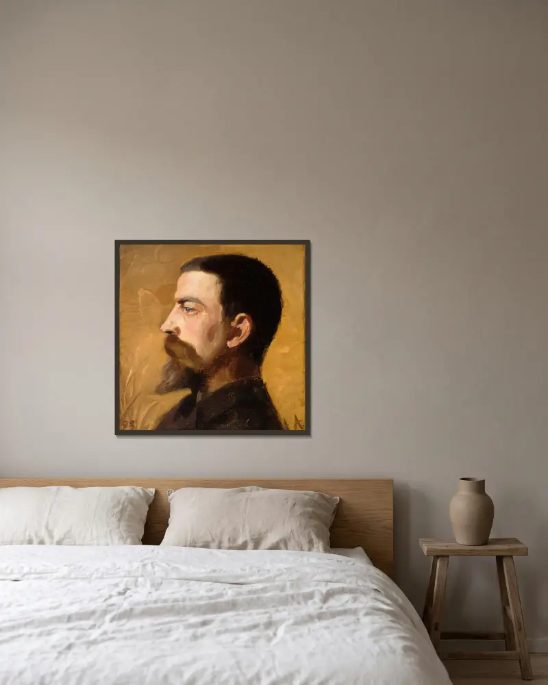 Valdemar Schønheyder Møller av Anna Ancher inramad på en vägg