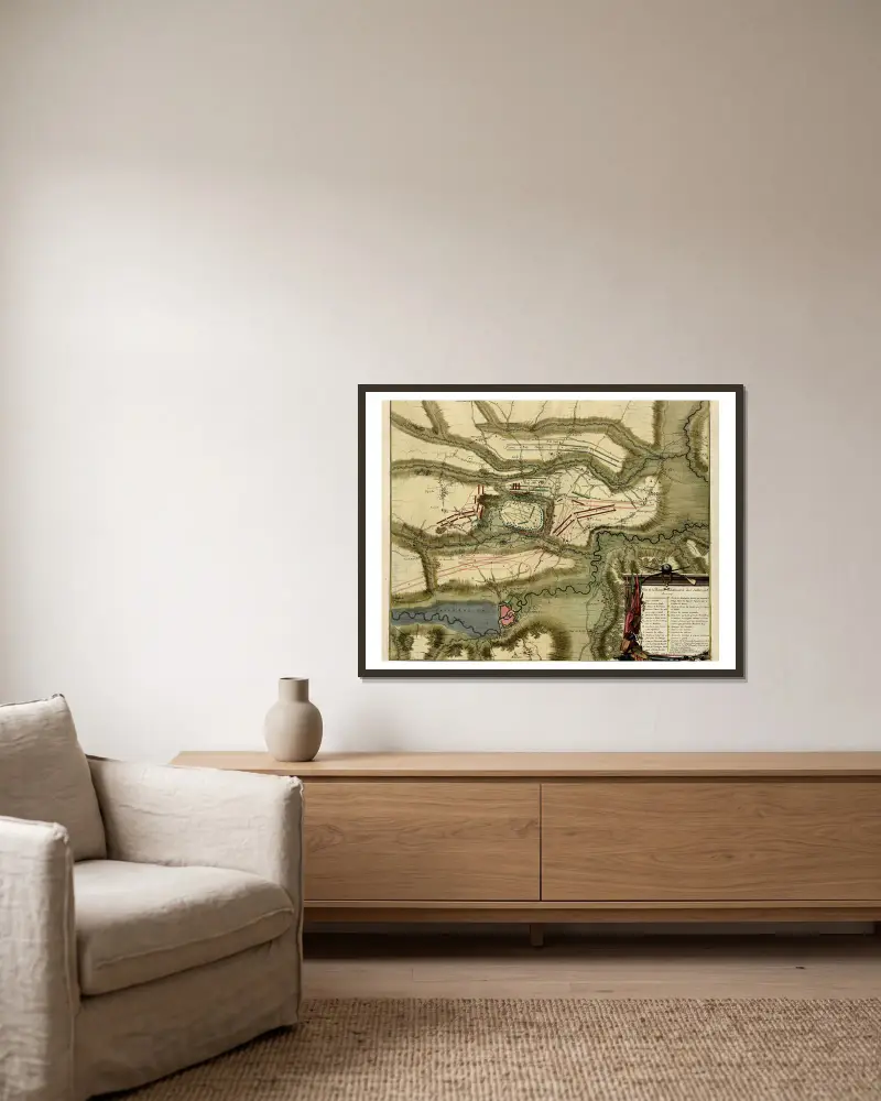 Schlachtplan von Oudenaarde von Anna Beek gerahmt an einer Wand