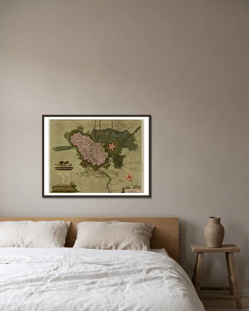 Plan de la ville et citadelle de Lille av Anna Beek inramad på en vägg
