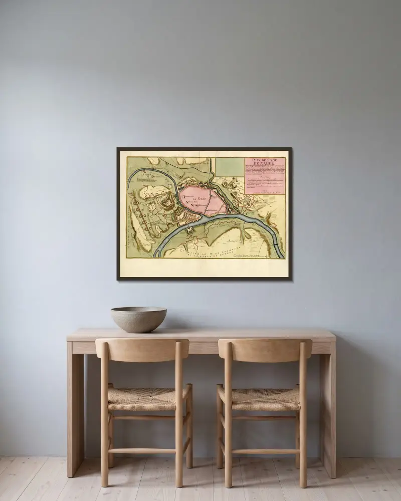 Plan der Belagerung von Namur von Anna Beek gerahmt an einer Wand