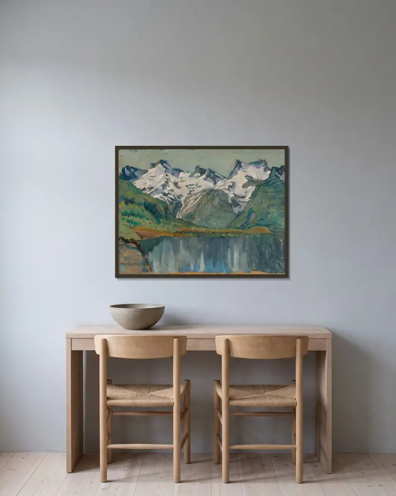 En fjällsjö. Studie från Nordnorge av Anna Boberg inramad på en vägg
