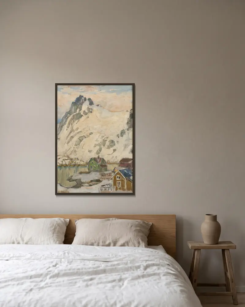 Vid foten av berget. Studie från Lofoten av Anna Boberg inramad på en vägg
