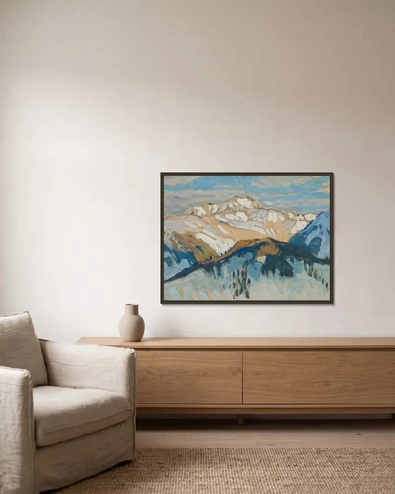 Berge. Studie aus der Schweiz von Anna Boberg gerahmt an einer Wand