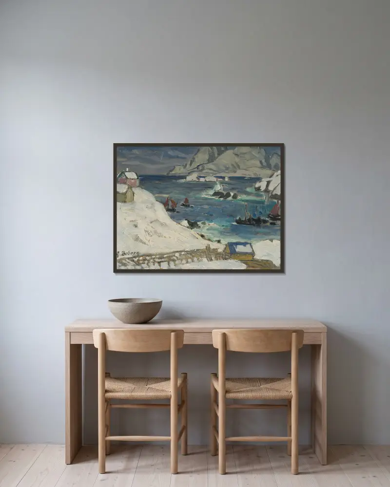 Vor dem Sturm. Studie aus Nordnorwegen von Anna Boberg gerahmt an einer Wand