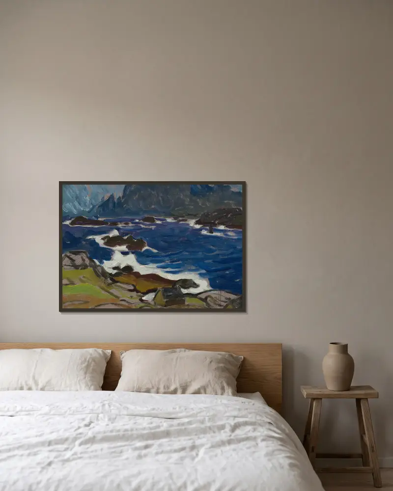 Studie während eines Sturms. Von Lofoten von Anna Boberg gerahmt an einer Wand