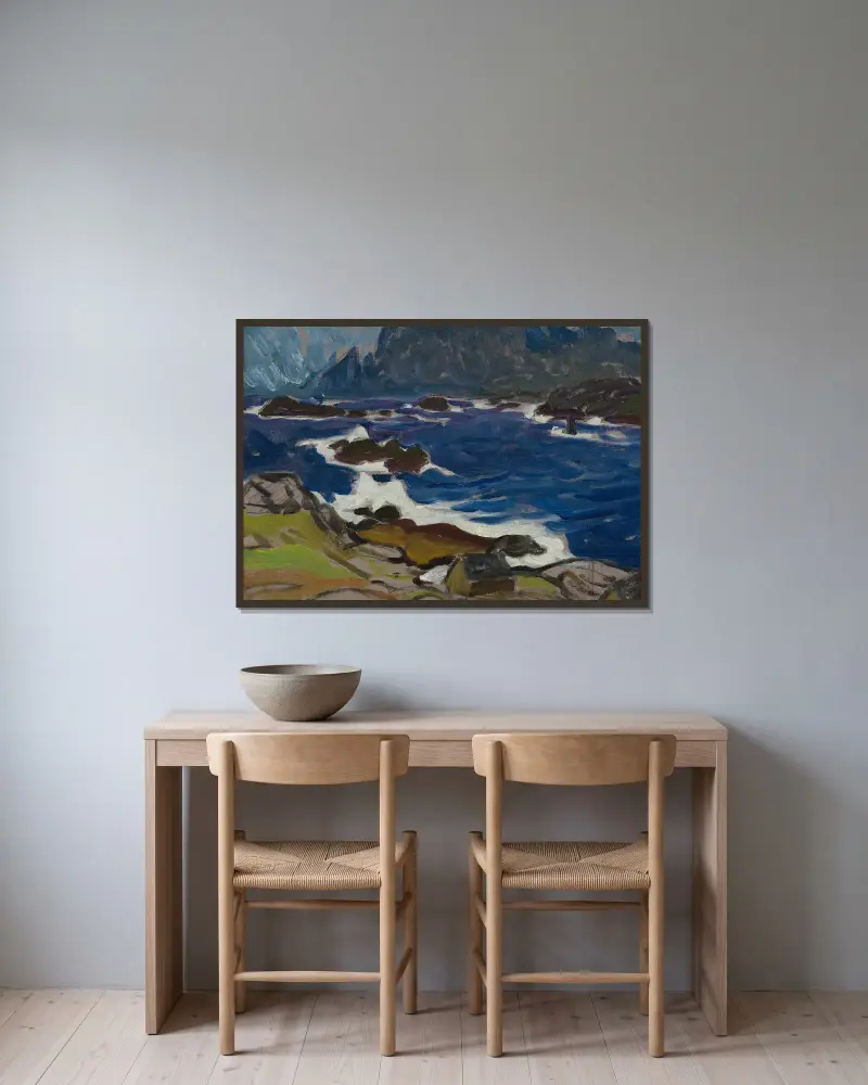 Studie während eines Sturms. Von Lofoten von Anna Boberg gerahmt an einer Wand