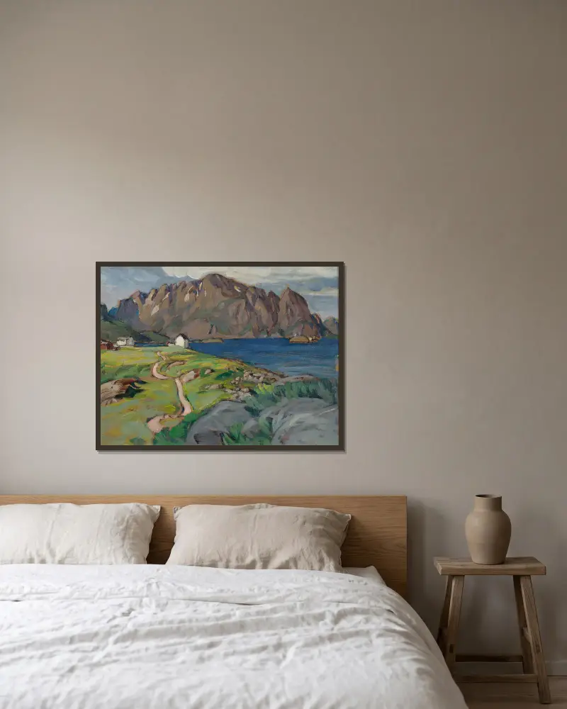 Sommer, Store Molla. Studie aus Lofoten von Anna Boberg gerahmt an einer Wand
