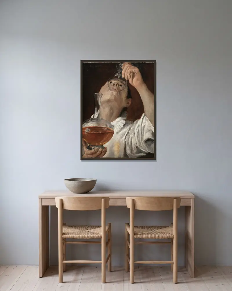 Boy Drinking av Annibale Carracci inramad på en vägg