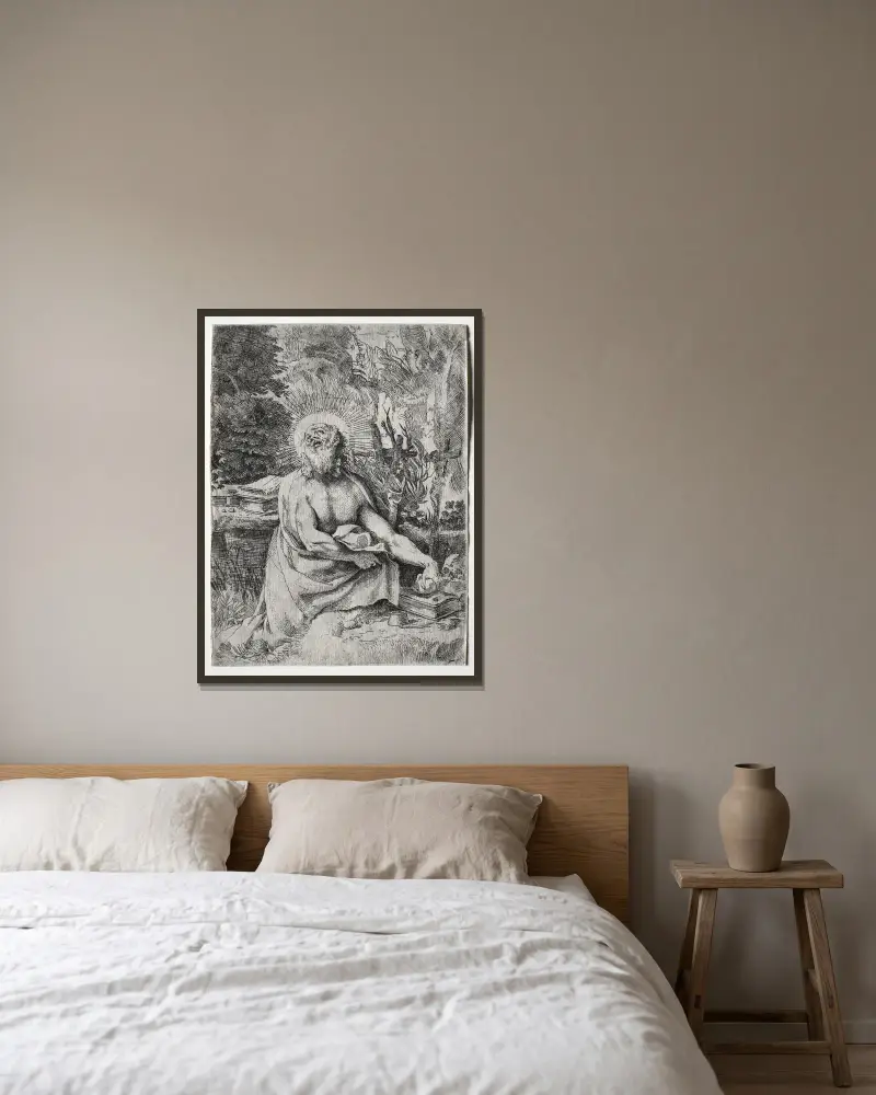 St. Jerome av Annibale Carracci inramad på en vägg
