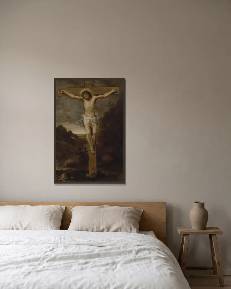 The Crucifixion av Annibale Carracci inramad på en vägg