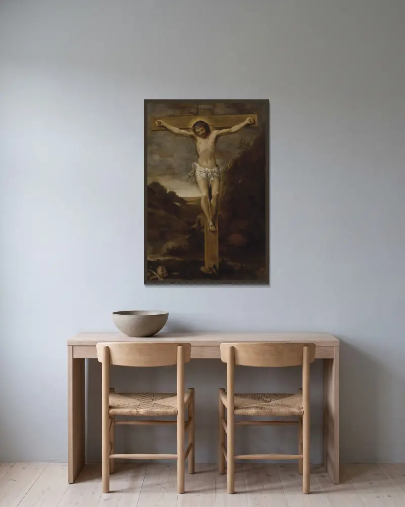 The Crucifixion av Annibale Carracci inramad på en vägg