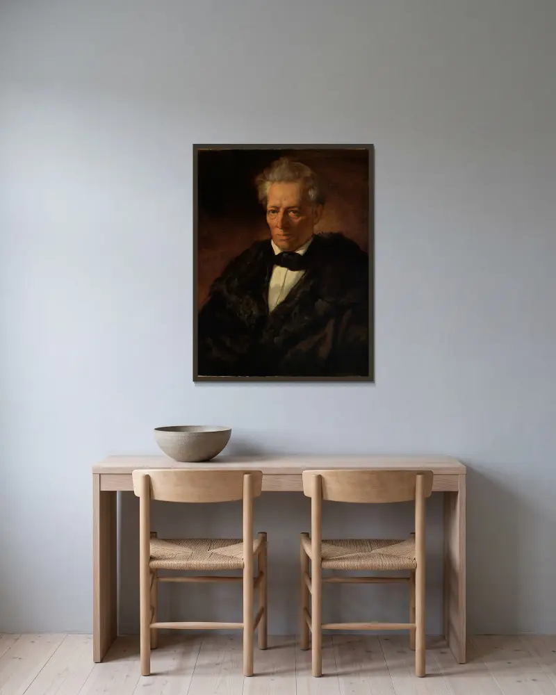Porträtt av professor Karl Theodor Welcker av Anselm Feuerbach inramad på en vägg