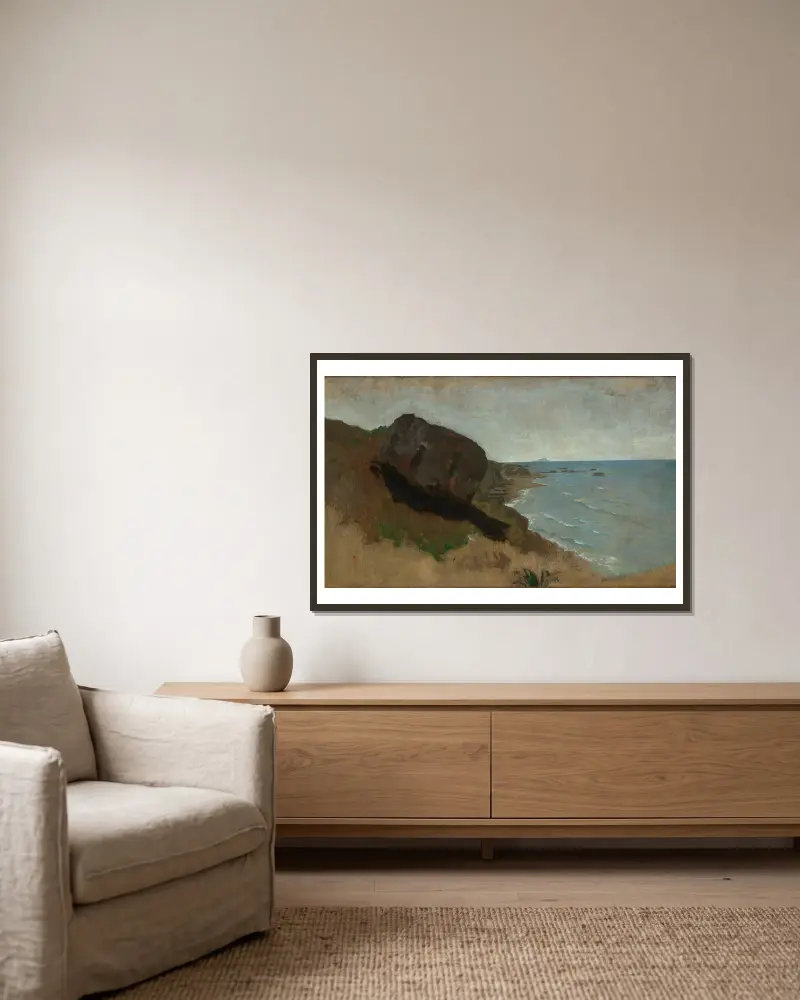 Kust vid Porto d'Anzio av Anselm Feuerbach inramad på en vägg