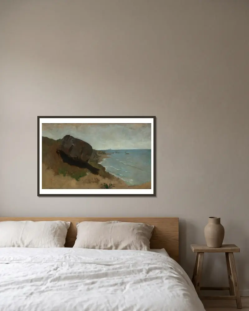 Kust vid Porto d'Anzio av Anselm Feuerbach inramad på en vägg